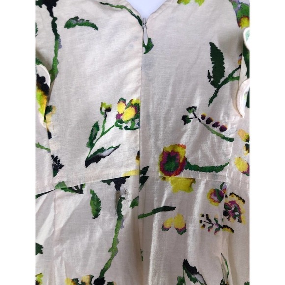 Tanya Taylor Inez Dress Lined V Neck Floral Midi Ivory 0 - Picture 9 of 16